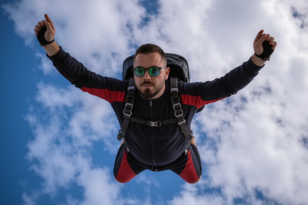 AI-generated image of Nabil Khaled skydiving