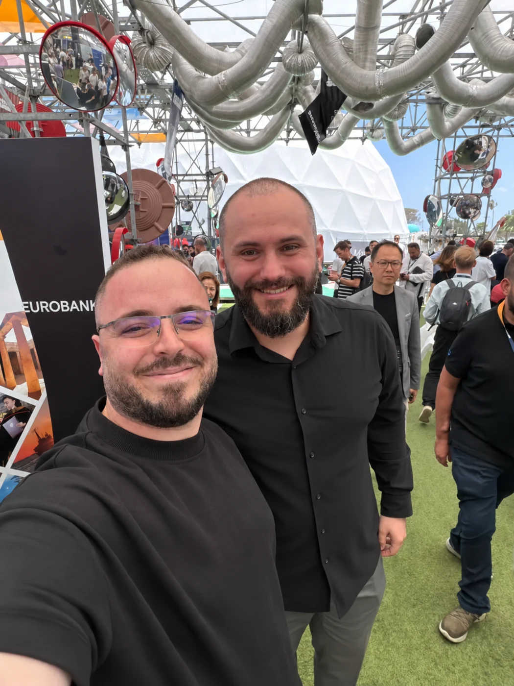 Nabil Khaled with a client at an industry event