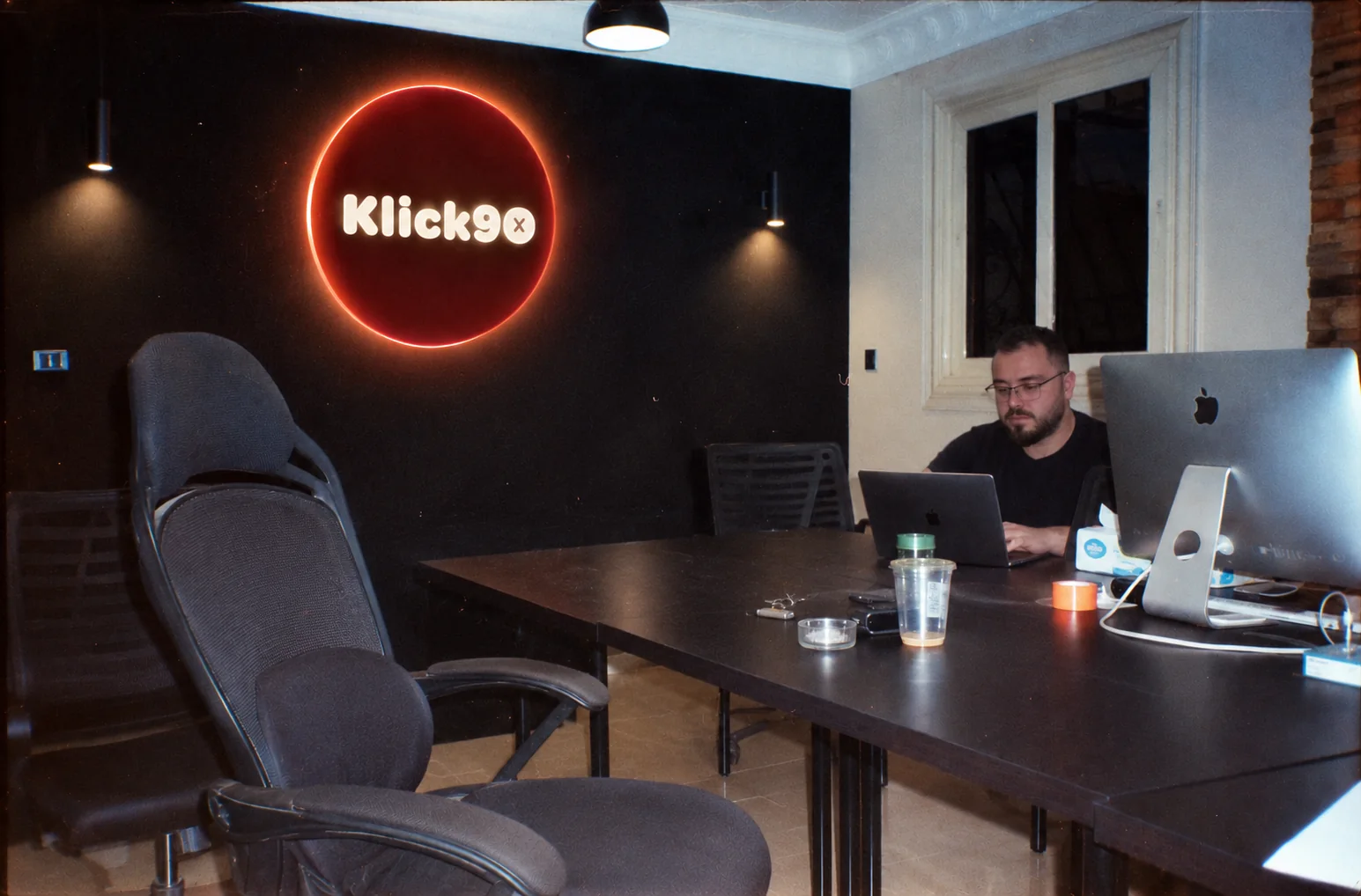 Nabil Khaled working late at the Klick90 office