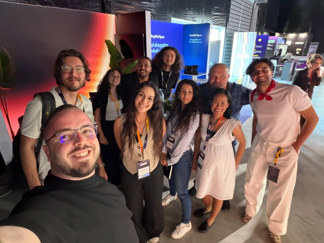 Nabil Khaled with his team on an expo floor
